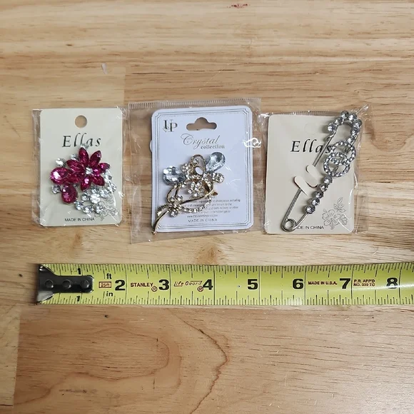 Brooch Bundle X 3 Ella Pink and Silver Floral Brooch - Picture 5 of 5